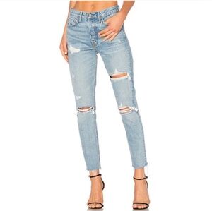 GRLFRND Light Blue Ripped Ankle Jeans